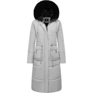 Women's Light Grey Long Winter Puffer Coat Waterproof Warm Down Jacket